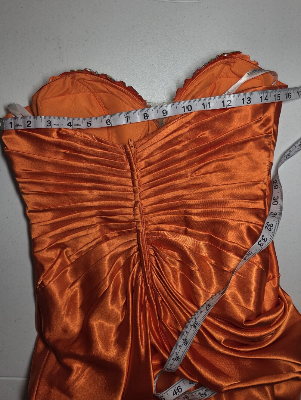 Tony Bowls Orange Beaded One Shoulder Formal Gown NWOT Size 6 Crystal Pageant - Picture 10 of 14
